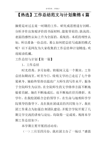 【热选】工作总结范文与计划集锦4篇