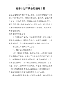 销售计划年终总结整理5篇