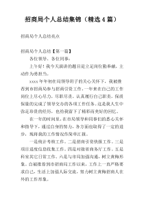 招商局个人总结集锦（精选4篇）