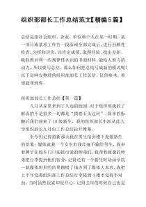 组织部部长工作总结范文【精编5篇】