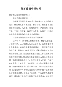 煤矿劳模申报材料