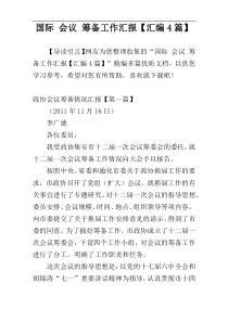 国际 会议 筹备工作汇报【汇编4篇】