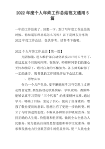 2022年度个人年终工作总结范文通用5篇