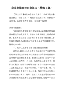 企业节能目标自查报告（精编5篇）