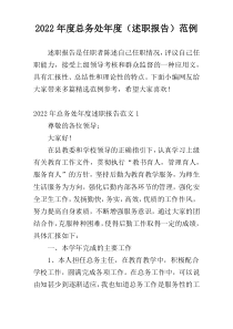 2022年度总务处年度（述职报告）范例