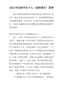 2022村支部书记个人（述职报告）范例