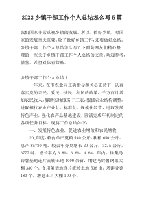 2022乡镇干部工作个人总结怎么写5篇