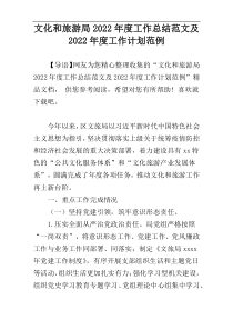 文化和旅游局2022年度工作总结范文及2022年度工作计划范例