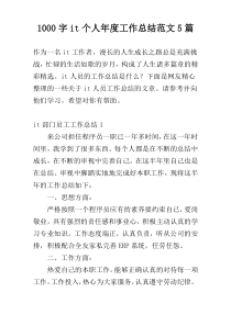 1000字it个人年度工作总结范文5篇