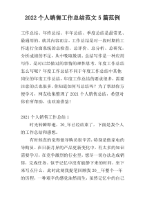 2022个人销售工作总结范文5篇范例