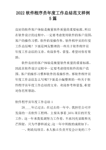 2022软件程序员年度工作总结范文样例5篇