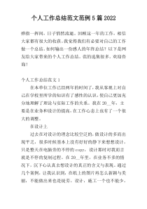 个人工作总结范文范例5篇2022
