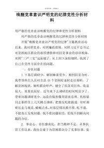 唤醒党章意识严明党的纪律党性分析材料