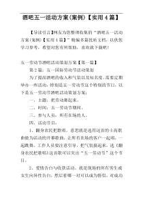 酒吧五一活动方案(案例)【实用4篇】