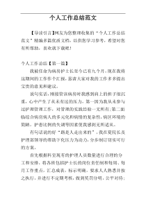 个人工作总结范文