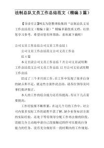 法制总队文员工作总结范文（精编3篇）