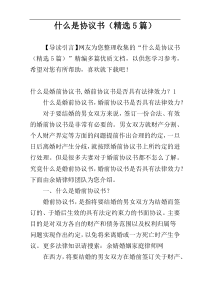 什么是协议书（精选5篇）