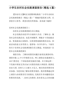 小学生农村社会实践调查报告（精选4篇）
