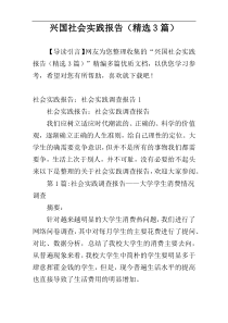 兴国社会实践报告（精选3篇）