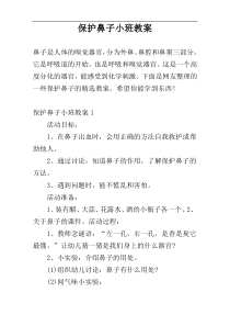 保护鼻子小班教案