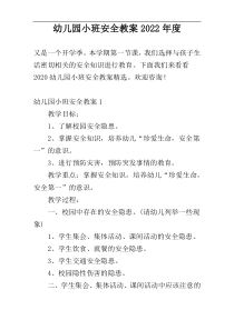 幼儿园小班安全教案2022年度