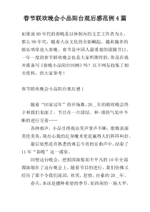 春节联欢晚会小品阳台观后感范例4篇