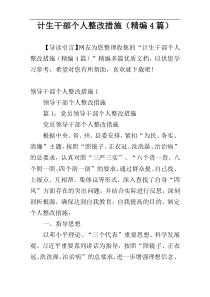 计生干部个人整改措施（精编4篇）