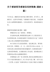 关于感谢领导感谢信范例锦集（最新4篇）