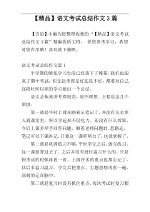 【精品】语文考试总结作文3篇