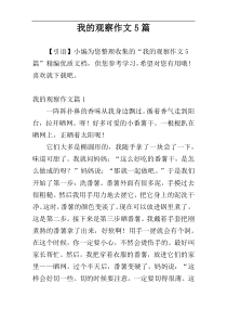 我的观察作文5篇