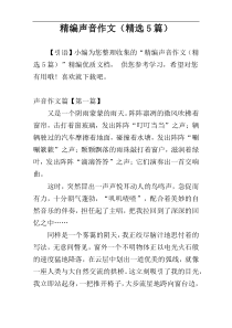精编声音作文（精选5篇）
