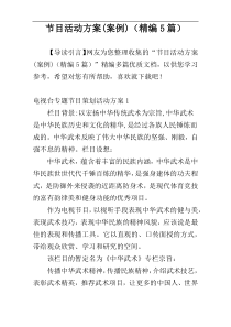 节目活动方案(案例)（精编5篇）