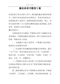 廉洁承诺书整理5篇