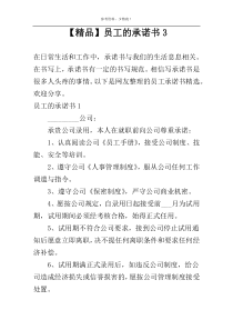 【精品】员工的承诺书3