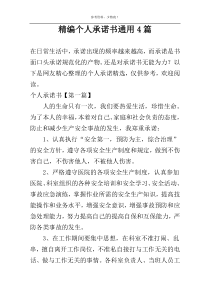 精编个人承诺书通用4篇
