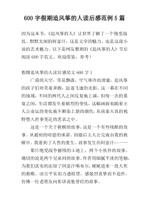 600字假期追风筝的人读后感范例5篇