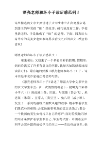 漂亮老师和坏小子读后感范例5