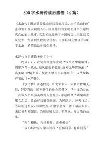 800字水浒传读后感悟（4篇）