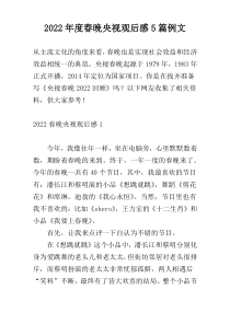 2022年度春晚央视观后感5篇例文