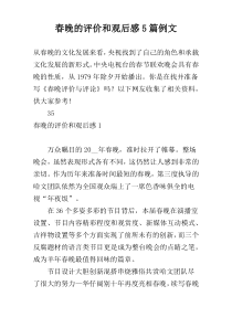 春晚的评价和观后感5篇例文