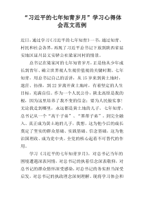 “习近平的七年知青岁月”学习心得体会范文范例