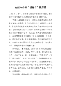 仓储办公室“榜样3”观后感