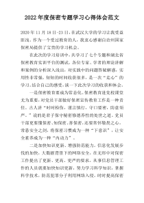 2022年度保密专题学习心得体会范文