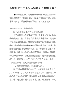 电场安全生产工作总结范文（精编5篇）