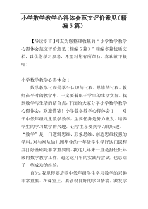 小学数学教学心得体会范文评价意见（精编5篇）