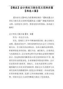 【精品】会计类实习报告范文范例多篇【热选4篇】