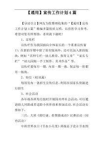 【通用】宣传工作计划4篇