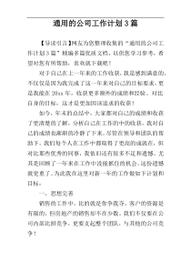 通用的公司工作计划3篇