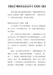 【精品】精彩的运动会作文【范例4篇】