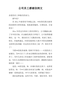 公司员工感谢信例文